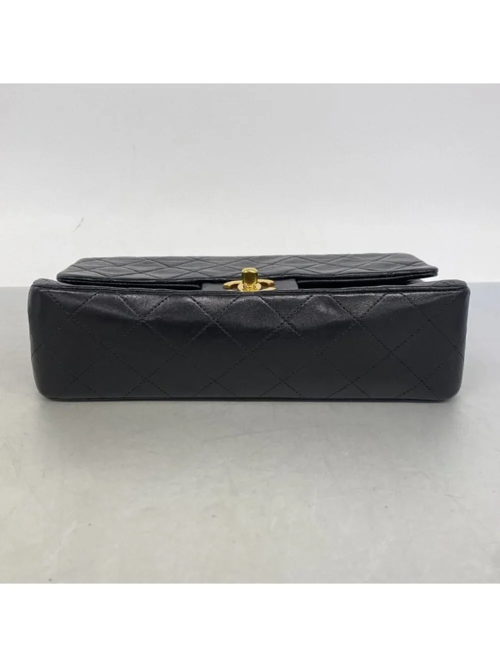 Chanel Shoulder Bag Quilted Lambskin Black Gold